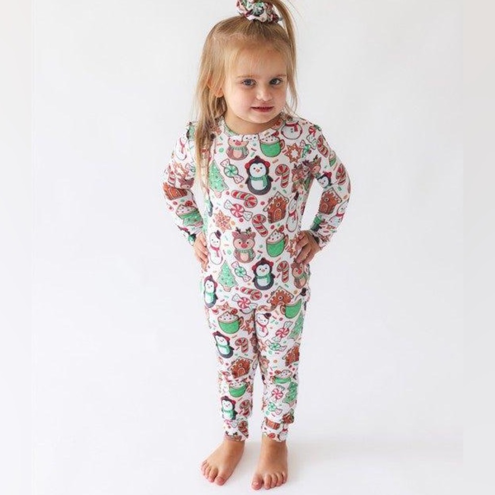 NWT Posh Peanut Cookie Medley 2pc Pajama Set 6-12M Holiday Christmas Loungewear